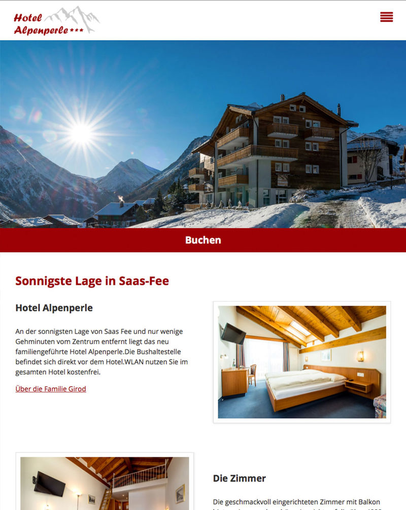 Website Hotel Alpenperle Saas-Fee