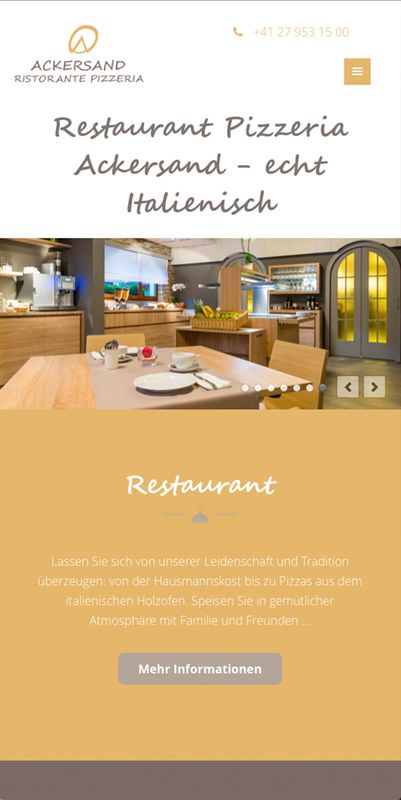 Smartphone Ansicht - Hotel Restaurant Ackersand