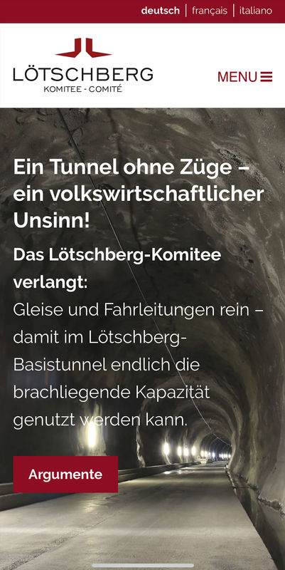 Ansicht auf dem Smartphone - Lötschberg Komitee